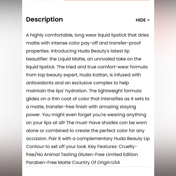 Limited Edition Huda Beauty “Alluring” matte lipstick 💄!! - Picture 5 of 7